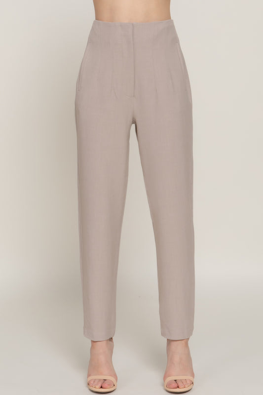 High Waist Pintuck Detail Long Pants